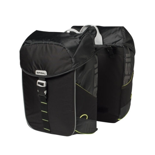 Basil dupla táska Miles Double Bag, Universal Bridge system, fekete lime