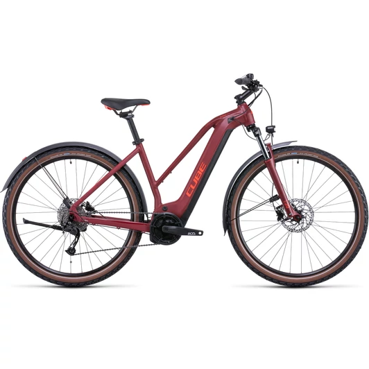 CUBE NURIDE HYBRID PERFORMANCE 625 ALLROAD TRAPÉZ DARKRED´N´RED NŐI ELEKTROMOS CROSS TREKKING KERÉKPÁR 2022