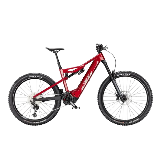 KTM MACINA PROWLER ELITE  M/43 Összteleszkópos elektromos  MTB kerékpár CHROME RED+MATT BLACK színben