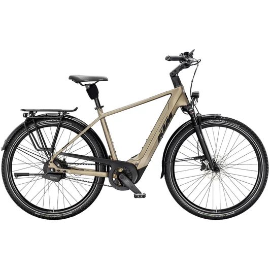 KTM MACINA CITY 810 BELT OLIVE PEARL MATT (BLK+ORANGE) 2025 FÉRFI ELEKTROMOS CITY TREKKING KERÉKPÁR