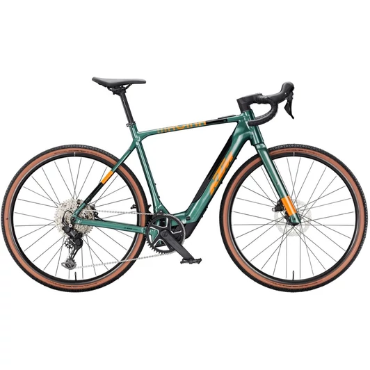 KTM MACINA GRAVELATOR SX 20 OXYGEN GREEN (FRESH ORANGE) 2025 Férfi Elektromos Gravel Kerékpár