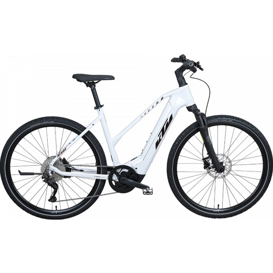 KTM MACINA CROSS 720 TRAPÉZ metallic white (black+orange) Női Elektromos Cross Trekking Kerékpár 2022