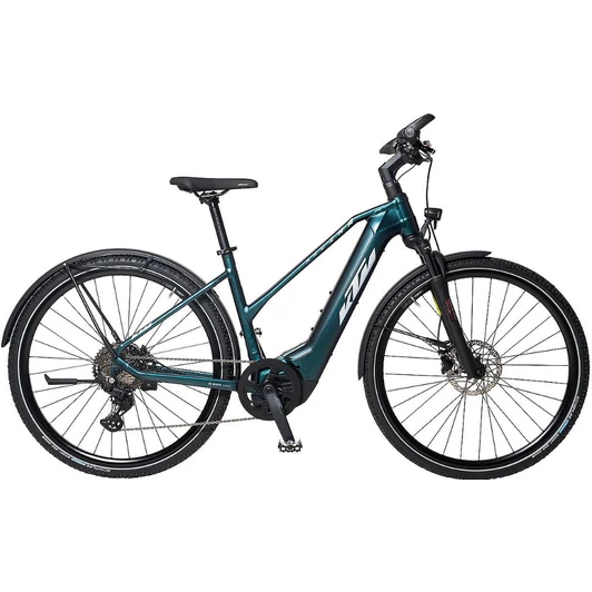 KTM MACINA CROSS LFC TRAPÉZ GREENPURPLE-FLIP MATT (SILVER+BLUE) NŐI ELEKTROMOS CROSS KERÉKPÁR 2022