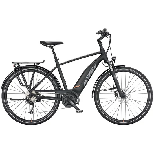 KTM MACINA FUN A510 BLACK MATT(GREY+ORANGE) 2022 FÉRFI ELEKTROMOS TREKKING KERÉKPÁR